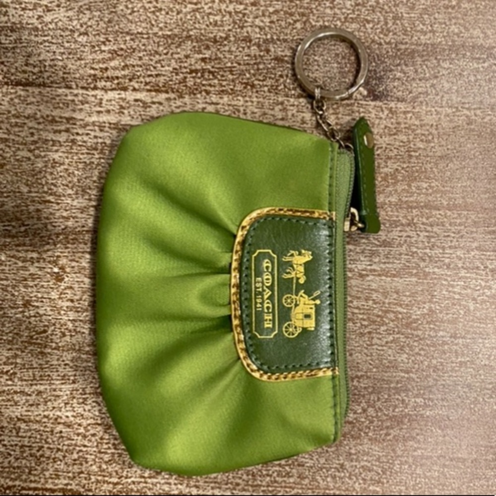 Coach Green Satin Wallet/Change Purse
